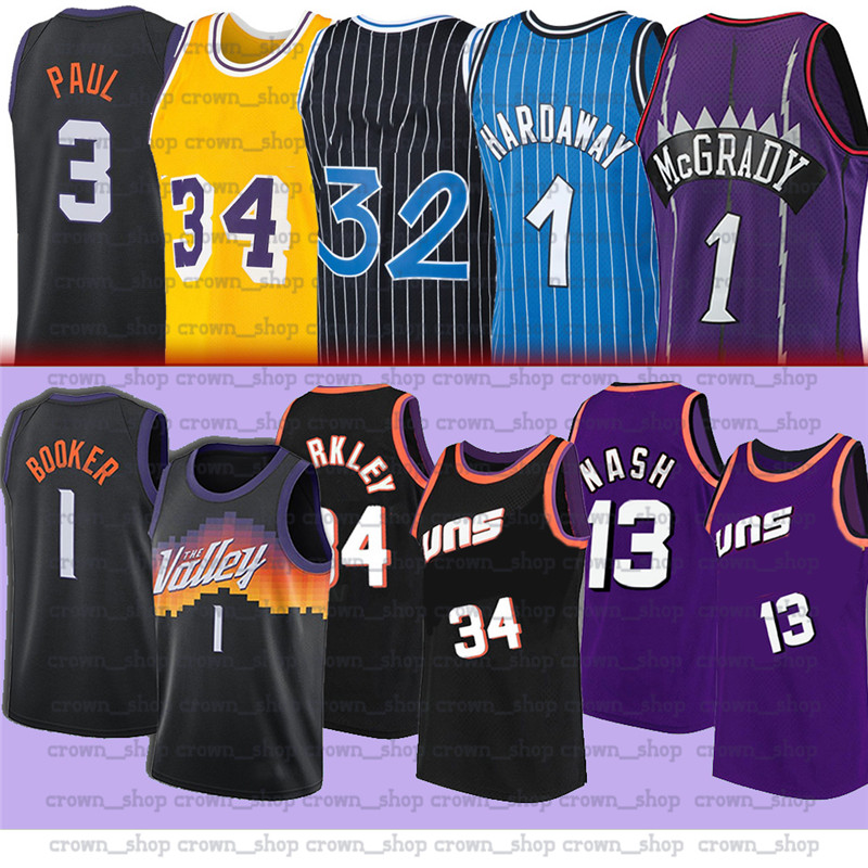 

1 Devin 3 Chris Booker Jersey ORLANDO MAGIC Paul Barkley Steve 34 Charles Tim Nash Hardaway Phoenix Suns Men Basketball Jerseys, Black;red