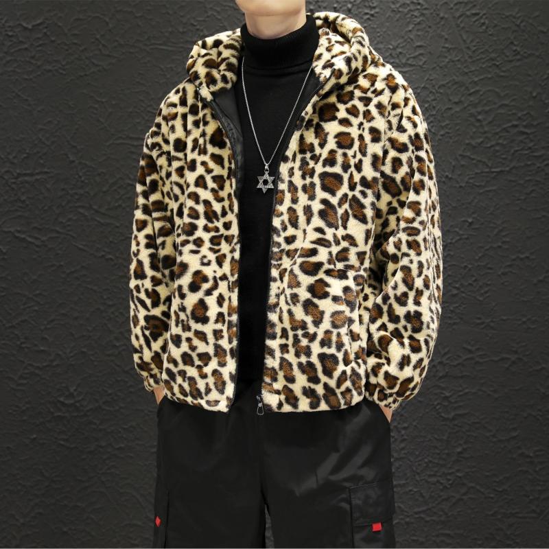 

Leopard Print Winter Women Coat Thick Down Cotton Padded Parka Outwear Hooded Female Jacket Coat, Stand collar