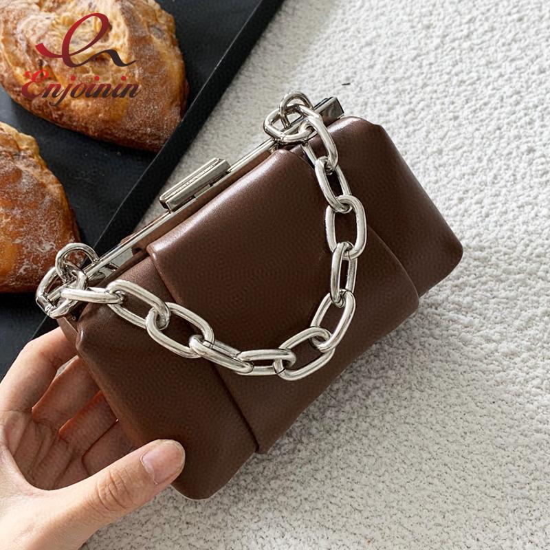 

Candy Color Chain Shoulder Bag Fashion Small Crossbody Bag for Women Chic Purses and Handbags Clutch Pu Leather Designer, Beige