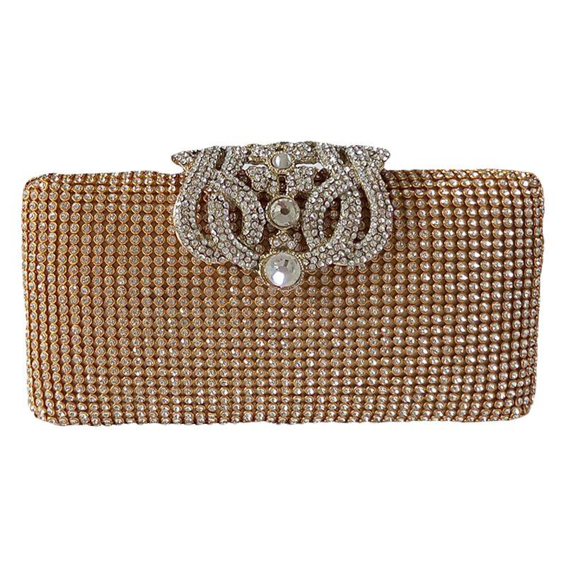 

Dazzling Rhinestone Encrusted Evening bag Clutch Purse Party Bridal Prom, Gold
