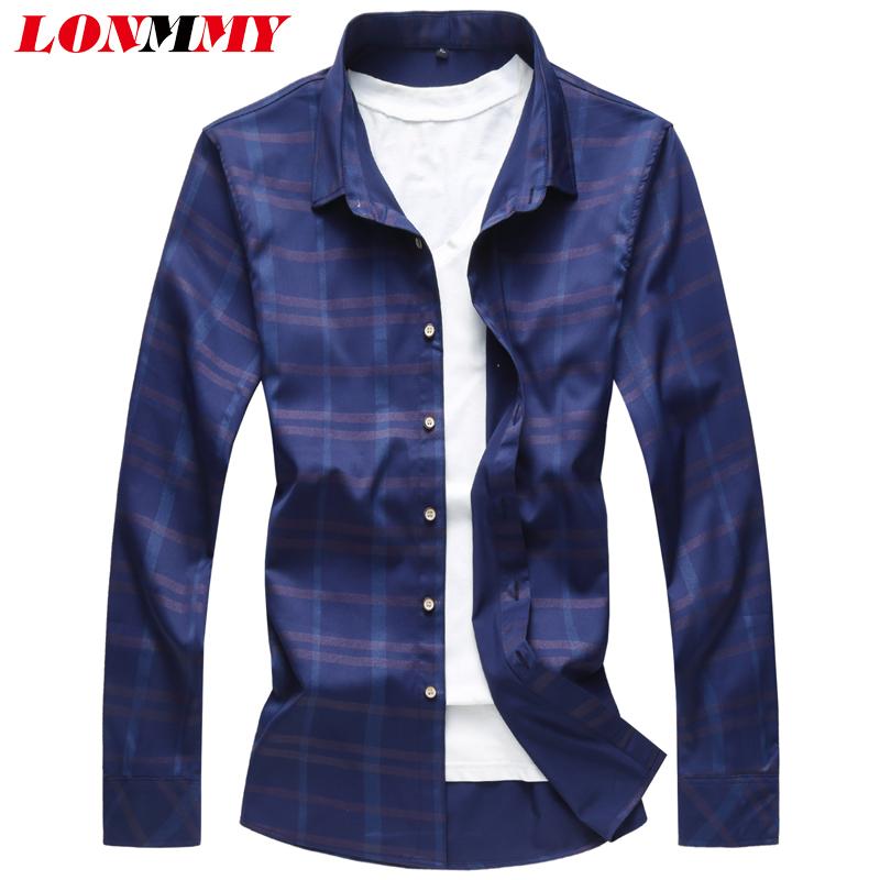 

LONMMY Plus size 7XL Shirts men dress Camiseta masculina mens clothing Camisa social Men shirt long sleeve Plaid blouses male, 8651 black
