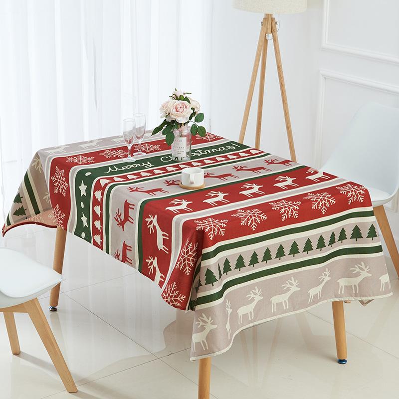 

New Christmas Tablecloth Encryption Linen Waterproof Tablecloth Household Table Table Cloth Christmas Gifts, Color 6