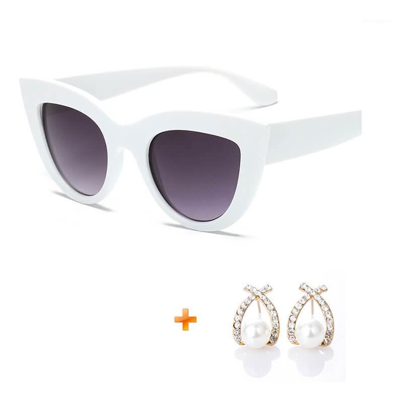 

Vintage White Cat Eye Sunglasses Women Lunette De Soleil Femme Uv400 Trending Styles Gray Lenses Shades Ladies Glasses 061