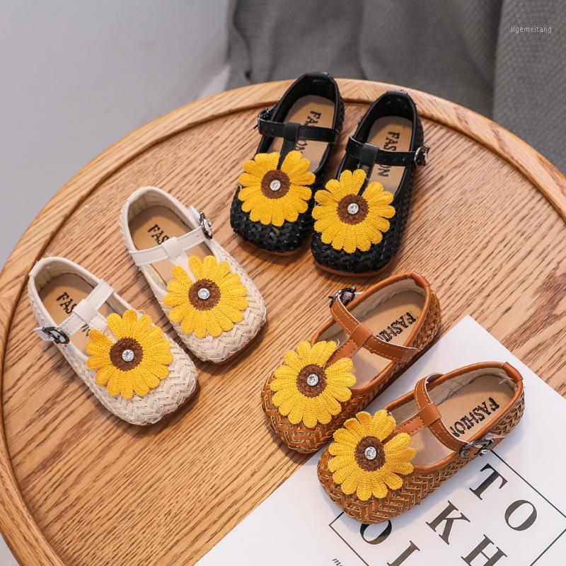 

Kids Shoes for Baby Girls Flower Princess Shoes Cut-Outs Weave with Anti-Slippery Sole for Children Soft 2~10 Ages1, Black
