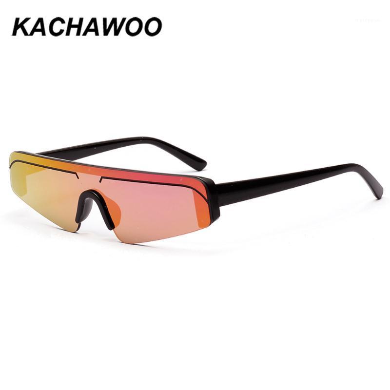

Kachawoo semi-rimless cat eye sunglasses for women black purple mirror lens men half rim sun glasses vintage party gifts1