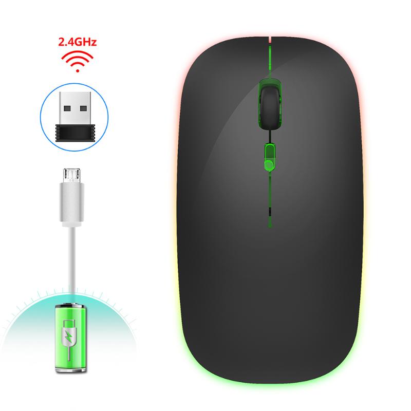 

1600dpi Intelligent For Laptop Rechargeable Low Noise 2.4GHz Gaming Wireless Mouse Ultra Thin Colorful Lighting Optical Notebook