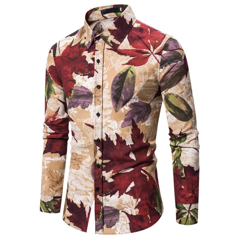 

Floral Shirt Casual Men Single Breasted Flower Shirts Spring Turn-down Collar Casual Camisa Long Sleeve Men Shirts High Quality, 04