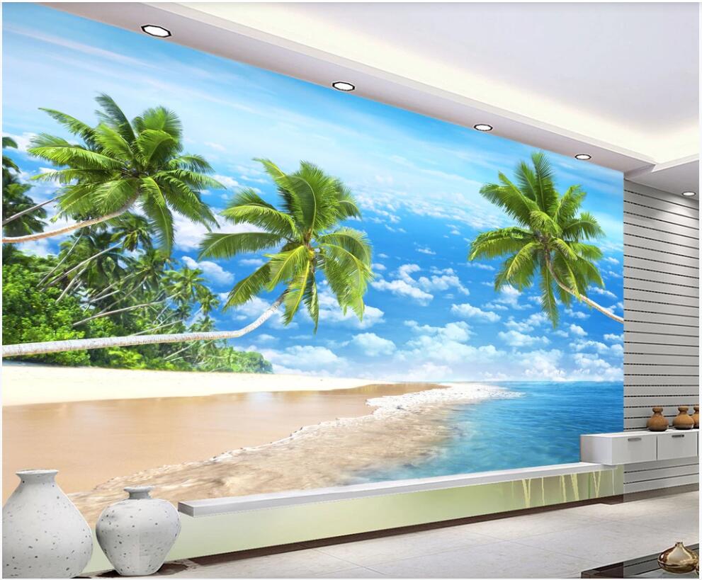 

custom photo mural wallpaper 3 d Beautiful blue sky beach landscape home decor living room wallpaper for walls 3d bedroom background wall, Non-woven wallpaper