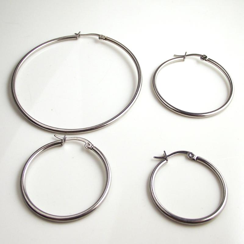 

Free Shipping 1 pair Stailess Steel Hoop Earrings Aniti Allergenic Fashion Big Hoop Earring Jewelry