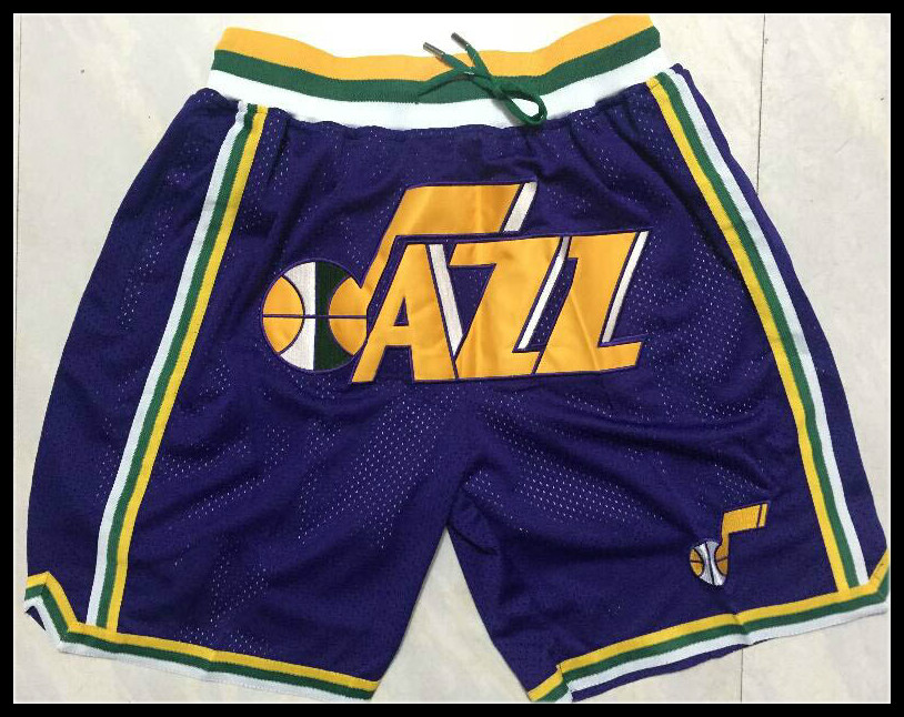 

Utah Jazz Men Just Don Hardwood Classics NBA Embroidered pocket Best mesh Basketball Shorts, Black