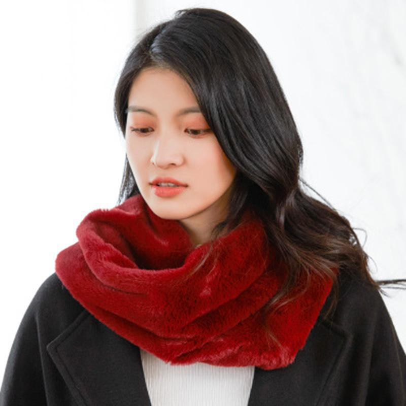 

Korean Faux Fur Scarf Collar Winter Cashmere Solid Plush Thicken Warm Scarves Snood Women Cycling Windproof Pullover O23