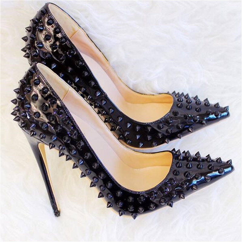 

2021 New Woman 12cm High Heels, Studded Stiletto Gladiator. Stripper Will See Fetish Shoes. 54NB