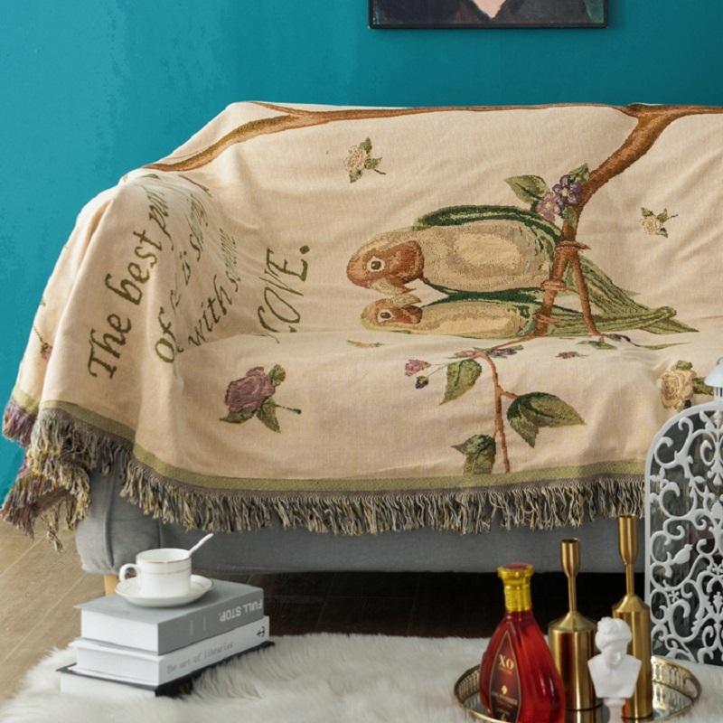 

American Style Tapestry Thick Blanket Sofa Cover Home Decoration Jacquard Double-Sided Woven Blankets Carpet CHAUSUB