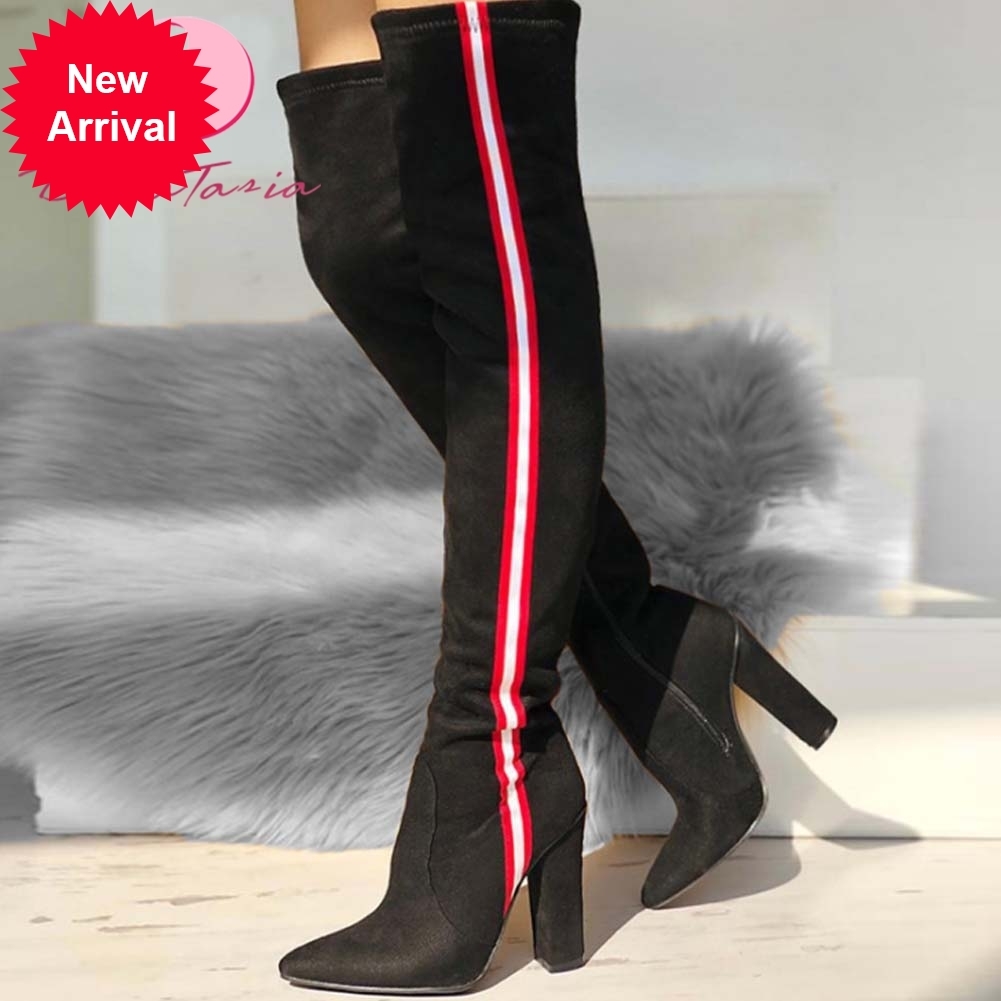 

2021 The New Big 34-43 Ladies to Thigh Boots High Colors Mixed Woman Sexy Shoes Vr7n, Black