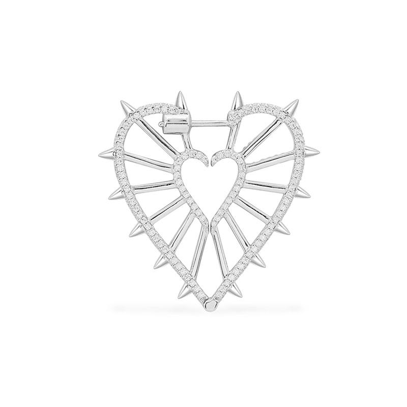 

SLJELY Fashion Real 925 Sterling Silver Single Spikes Geometric Heart Earring Micro Cubic Zirconia 1pc for Women Brand Jewelry