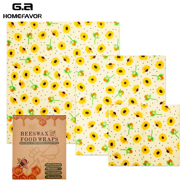 

3 PCS Beeswax Wraps Sets Small Medium and Large Covers Reusable Eco-Friendly Washable Wraps Zero Waste