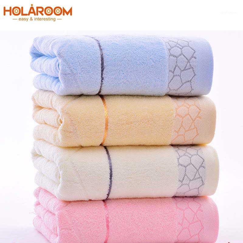 

140x70cm Bath Towels 100% Cotton Towel 7 Colors Available Cotton Fiber Soft Jacquard Geometric Pattern Bathroom Cleaning Tool1, Light yellow