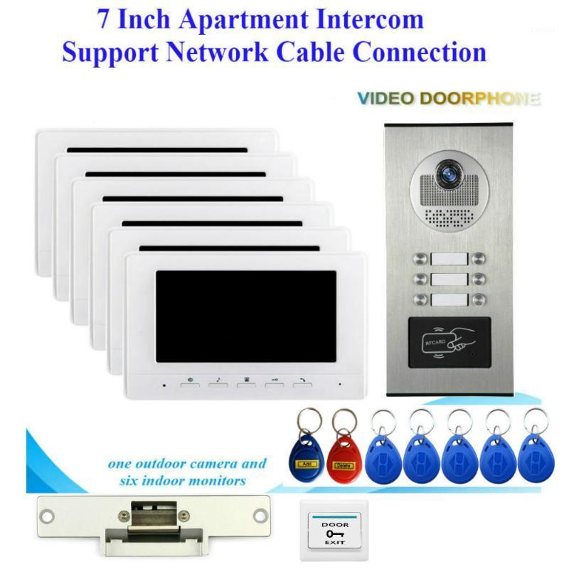 

Video Door Phones Quality 7" Wired Apartment Phone Audio Visual Intercom Entry System IR Camera For 6/4/3/2 Families1
