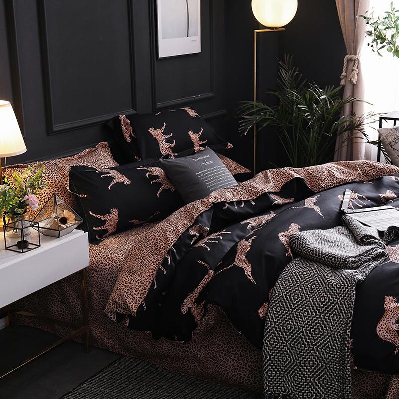 

3pcs panther luxury duvet quilt cover bedding bedspread modern quilt cover bedding pillowcase home decoration, Flower