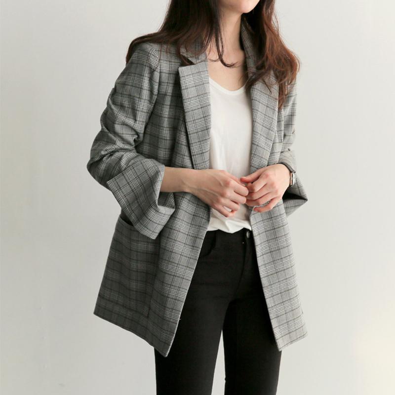 

Paris Girl Spring Autumn Women Gray Plaid Office Lady Blazer Fashion Bow Sashes Split Sleeve Jacket Elegant Work Blazer Feminino
