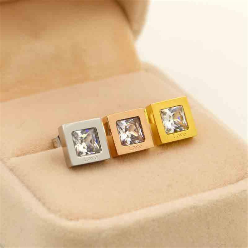 

Martick Alluring Polished Square Shape Brincos With Clear Dazzling Crystal Stud Earrings For Female E211