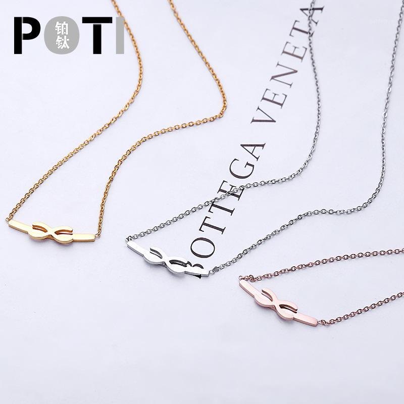 

DSHI73 Titanium Steel Women's Necklace Tricolor Women's Alphabet Stainless Steel Necklace1