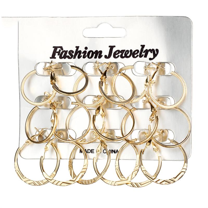 

Gold Color Drop Big Hoop Earrings Set For Women Fashion Hiphop Metal Round Circle Hoop Earrings Ladies Jewelry Pendiente New