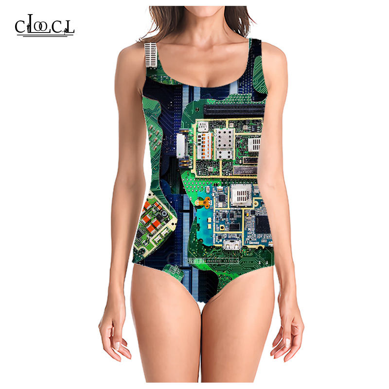 

CLOOCL Newest Popular Electronic Chip New Summer 3D Printed Women Sleeveless Sexy Swimsuit Casual Fashion Swimsuits Beach One Piece Swimwear, Swimsuit 1