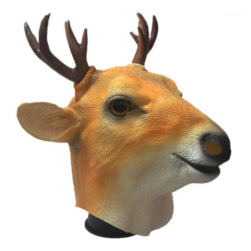 

Creative Animal Head Cover Protection Deer Halloween Masquerade Party Headgear Latex Mask Simulation Animal Sika deer Mask1