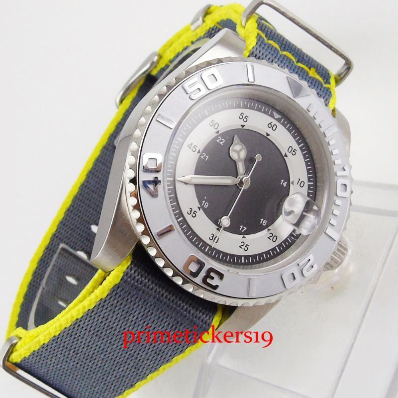 

BLIGER grey bezel black white round dial nylon strap MINGZHU/MIYOTA movement automatic watch men creative design dad gift1