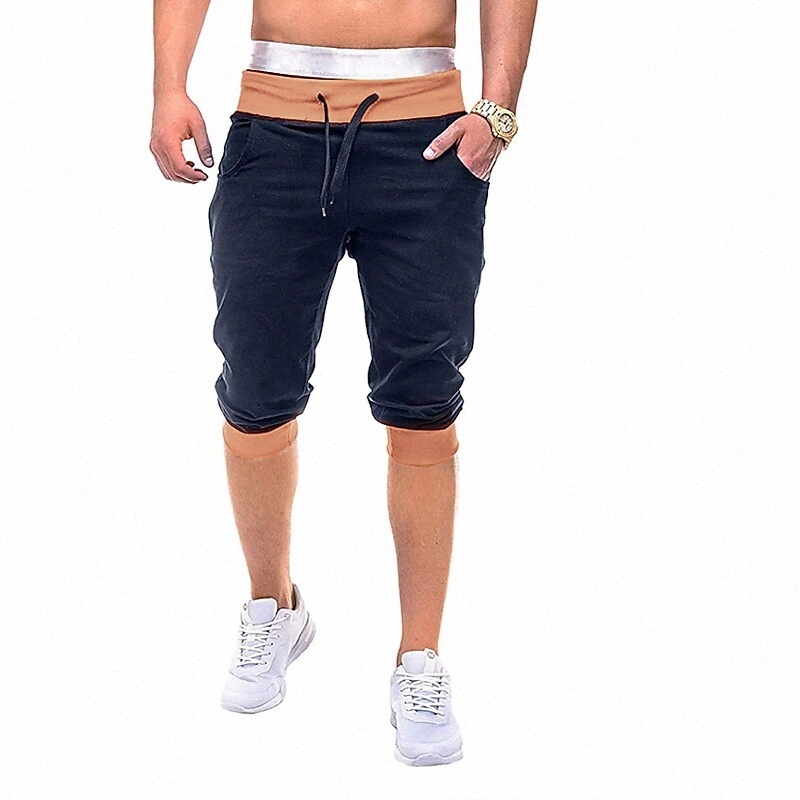 Men's Basic Shorts Pantalon Cordon Multi Couleur Mid Taille Slim Noir Gris Navy Bleu M L XL 2XL Q4S3 #