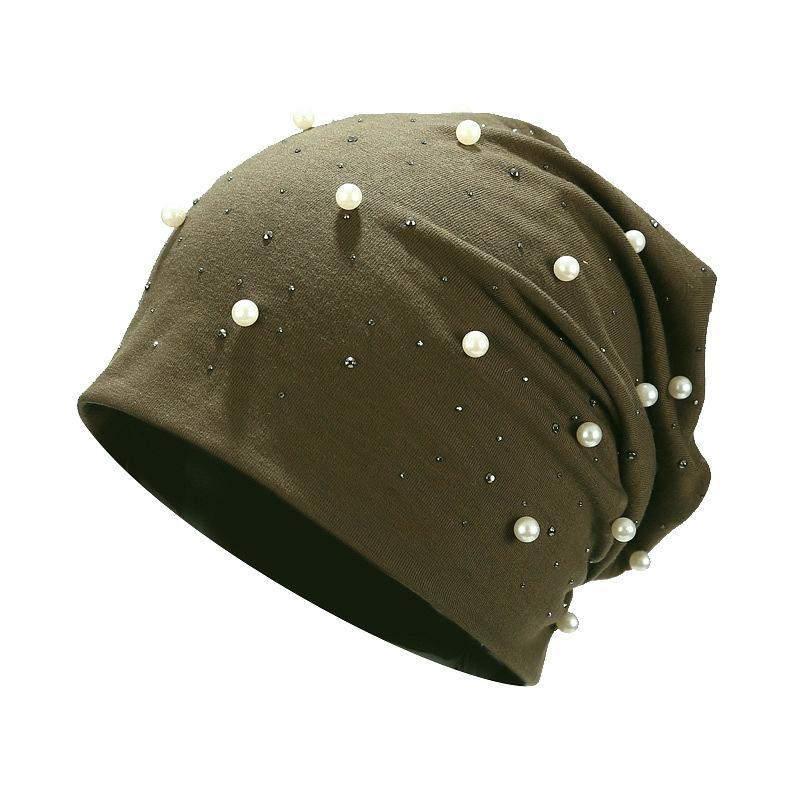 

Brand Women's Beanie Hat Casual Shine Pearls&Rhinestones Beanies For Women Skull Beanie Hats Bonnet For Ladies, Black