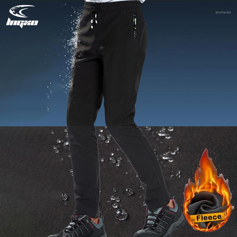 

LNGXO Winter Waterproof Hiking Pants Men Climbing Skiing Warm Fleece Rain Pants Men Softshell Outdoor Trousers1, Men gray