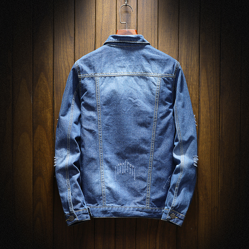 

2021 New Hot Sale Men's Coats Spring Denim Blue Cotton Jacket Jean Plus Size M-5xl Coat Hole 3DLP