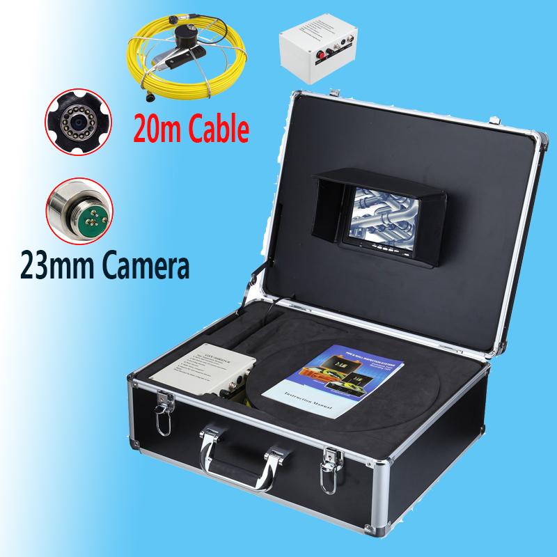 

23MM HD lens Stainless Steel Waterproof Pipe Sewer Drain Endoscope Pipeline Duct Inspection Camera System 20M Cable