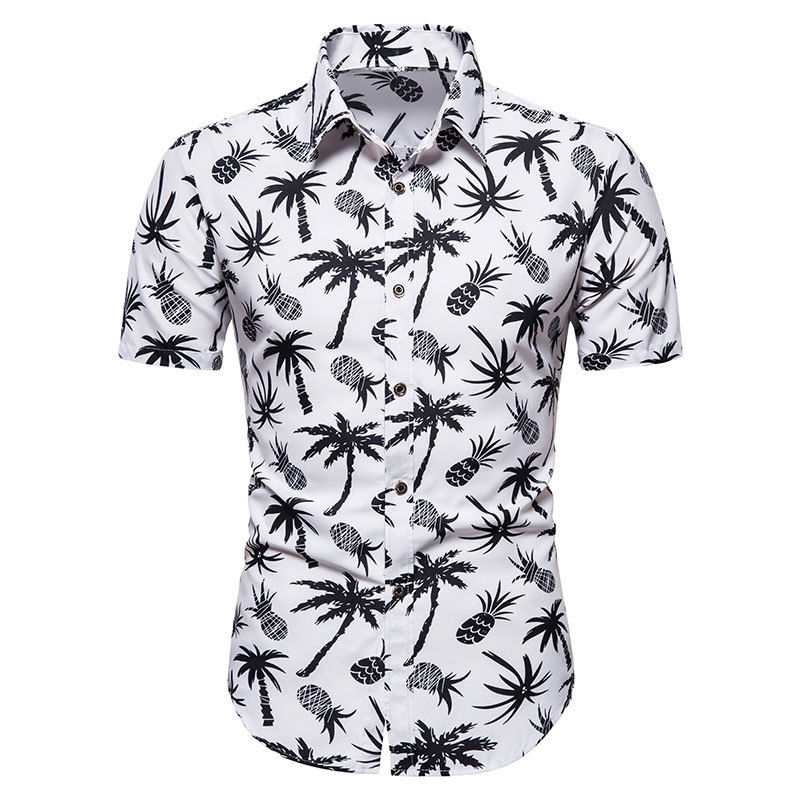 

2021 New Brand Hawaiian Summer Casual Printed Plus Size Holiday Fashion Beach Men's Cotton Short-sleeved Shirt F4gi, 5lxh-dc-15huang