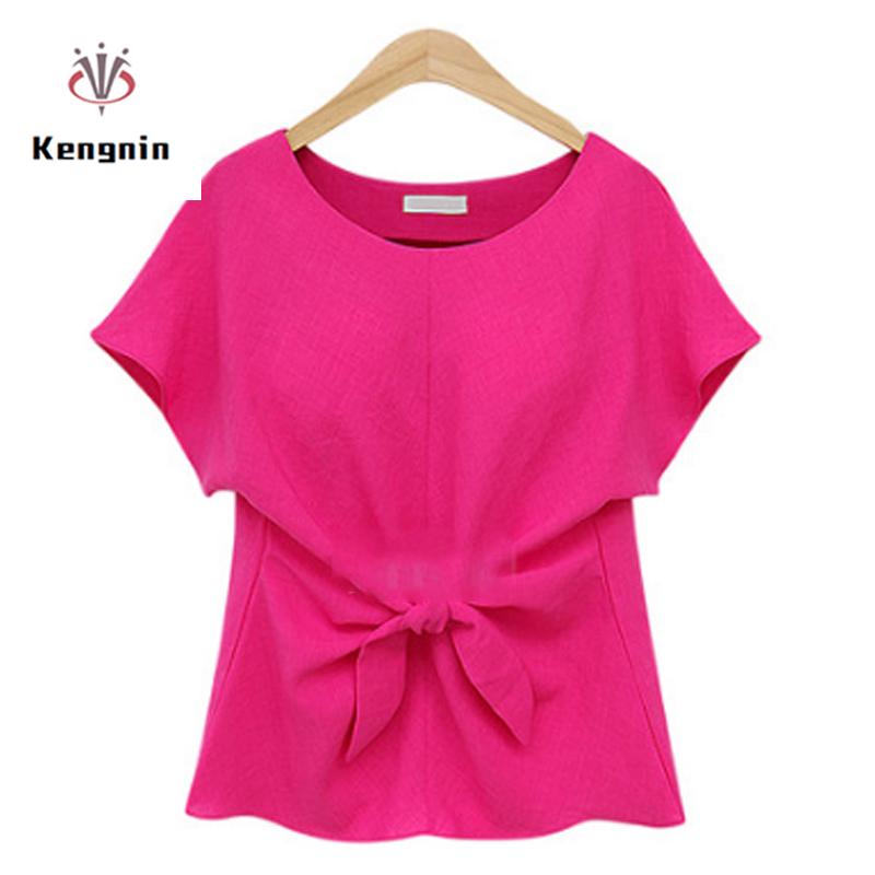 

European Style Plus Size -5XL Women Top 2020 Summer Autumn Chiffon Ladies Pullovers Bow Short Sleeve T-Shirts Street Brand Tees, Blue