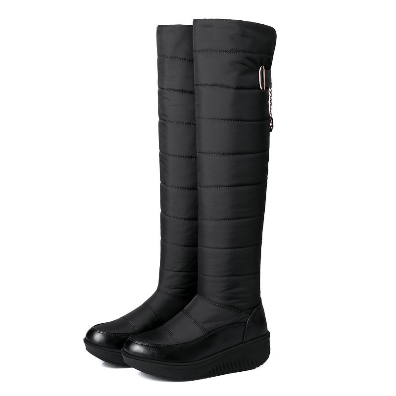 

2021 New Waterproof Over the Knee High Winter Boots for Women Wedges Sonw Shoes Gxfc, Black