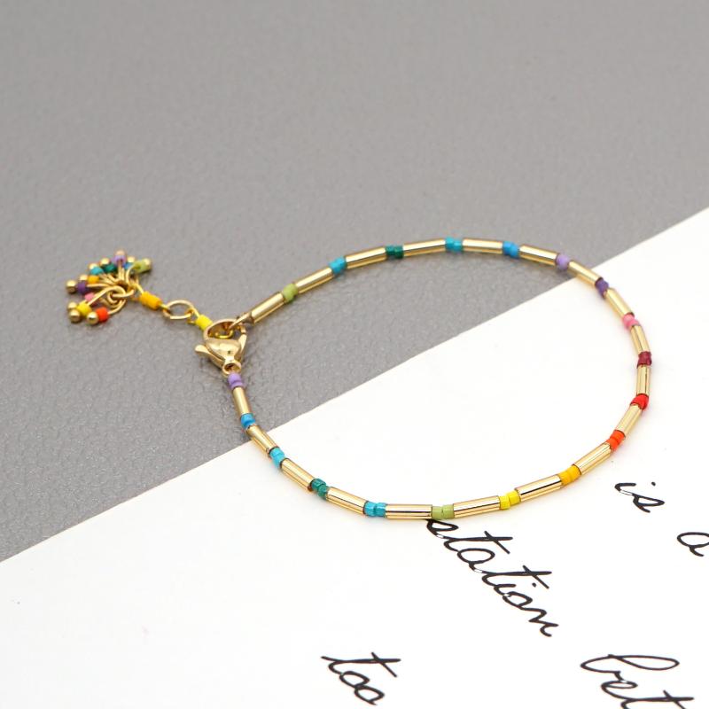 

Go2Boho Charm Bracelet For Girl Jewellery Fashion Colorful Simple Tiny Bracelets Japan Miyuki Tube Bead Jewelry Bohemian Armband, Golden;silver