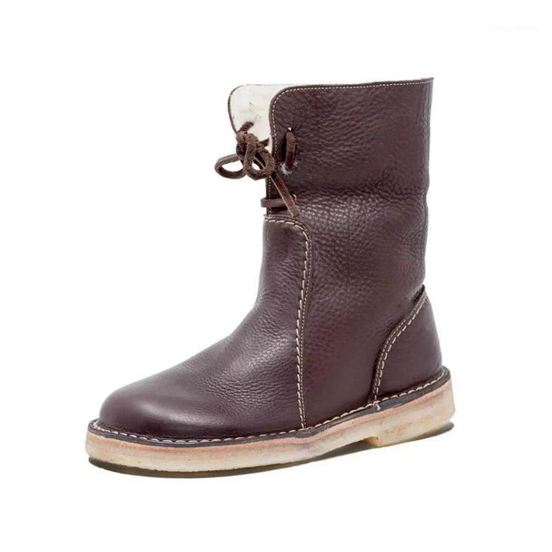 

Woman Plush Warm Snow Boots Winter Women's Turned-over Edge Shoes Female Casual Flat Women Ankle Boots Footwear Plus Size 431, Red