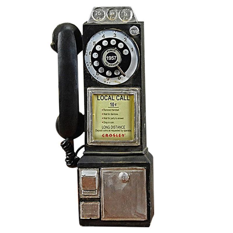 

Home Decor Vintage Telephone Model Wall Hanging Crafts Ornaments Retro Home Furniture Figurines Phone Miniature Decoration Gift