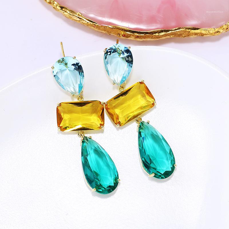 

Water Drop Zircon Earrings Large Geometric Glass Beads Drop Earrings Luxury Women Wedding Charms Jewelry XIUMEIYIZU Export1