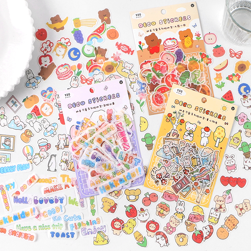 

100 pcs/lot Kawaii Cartoon Stationery Stickers Japanese Paper Decorative collage Scrapbooking Diary Album back to school planner