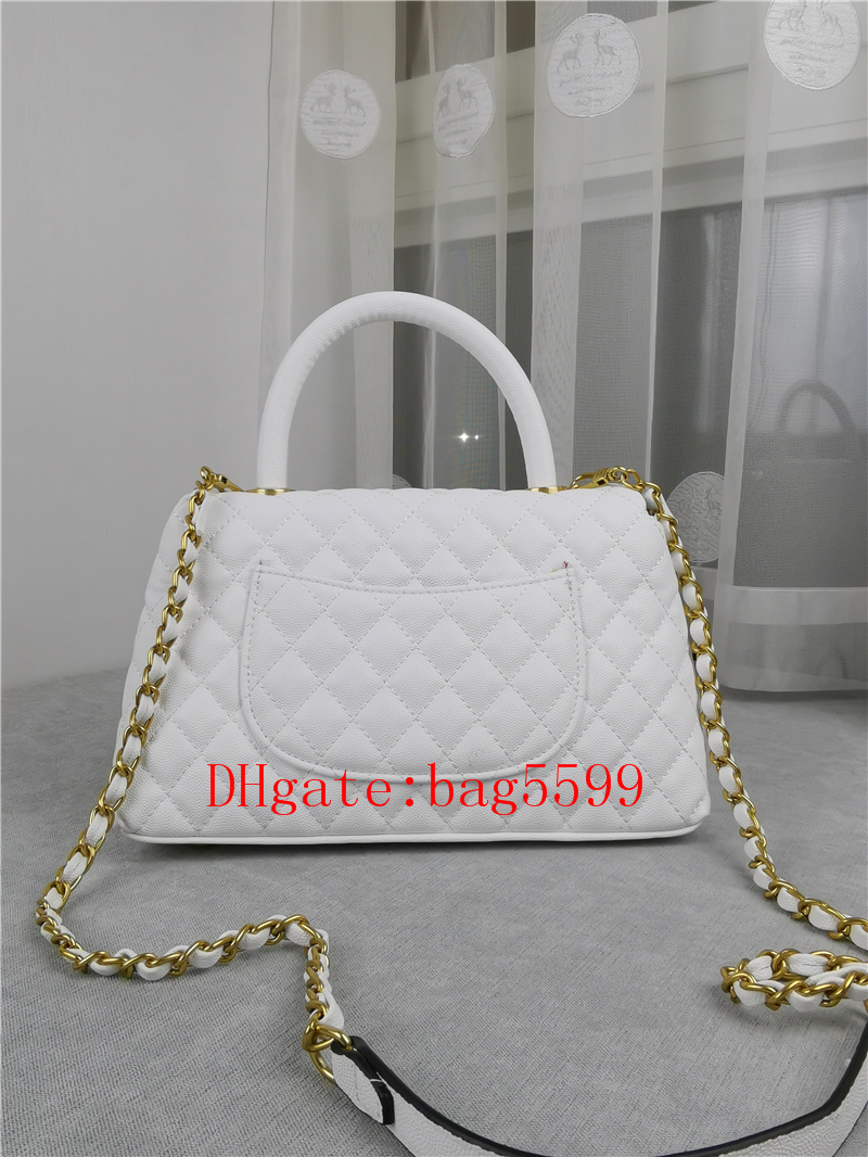 

2021 new tide Handbag Totes Pouch Luxury Women Bag Leather Metal Chain handbag girl High capacity Caviar Lingwen grid bag, Pink