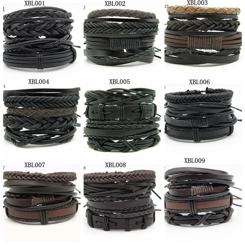 

4pcs/set Stylish leather Braided bracelets Multilayer leather Wristband bracelets Jewelry Gifts Promotion Unisex