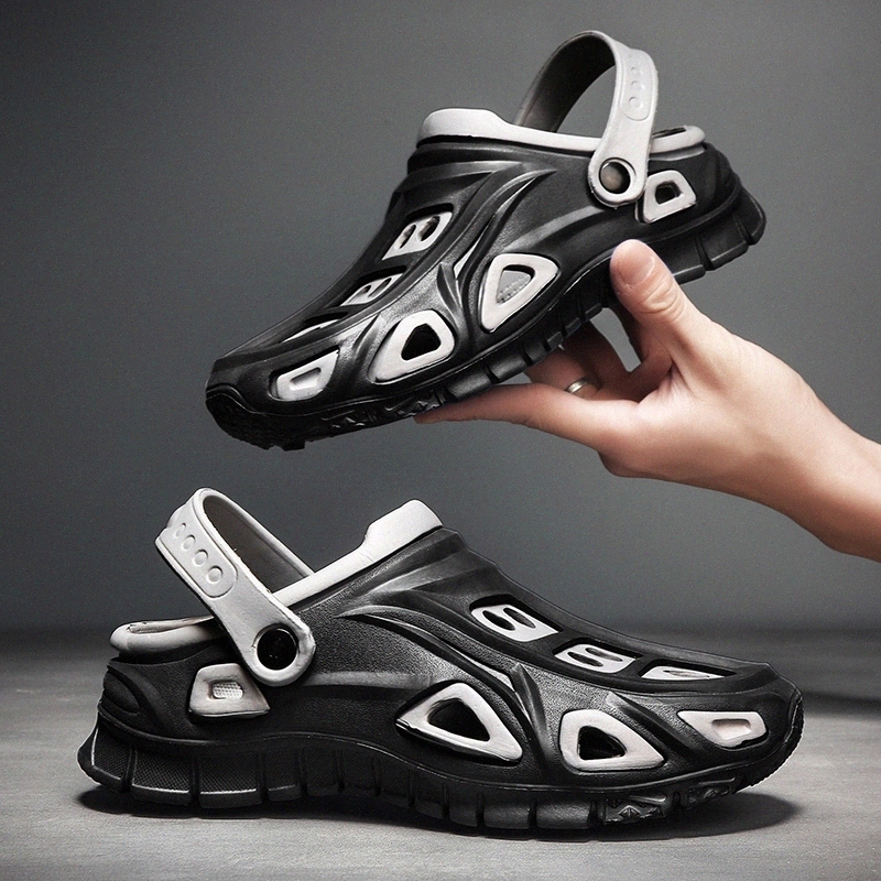 

2020 Fashion Cool Men Sandals Breathable Casual Hole Shoes Male Summer Outdoor Beach Shoes Lightweight Slides Zapatillas Hombre #Iq2U, Black