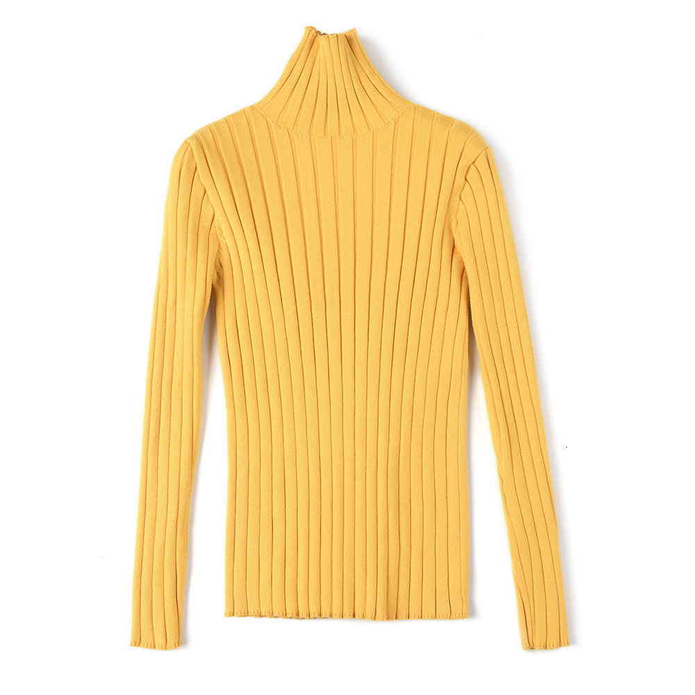 

2021 New Chic Autumn Winter Thick Pullovers Women Long Sleeve Casual Turtleneck Warm Basic Sweater Knit Jumpers Top 2jx4, Yellow