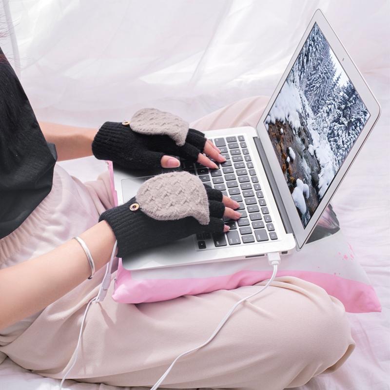 

Electric USB Heated Gloves Knitted Wool Thermal Glove Mittens MiBreathable Warm Winter Heating Gloves Sports Outdoor Hunting