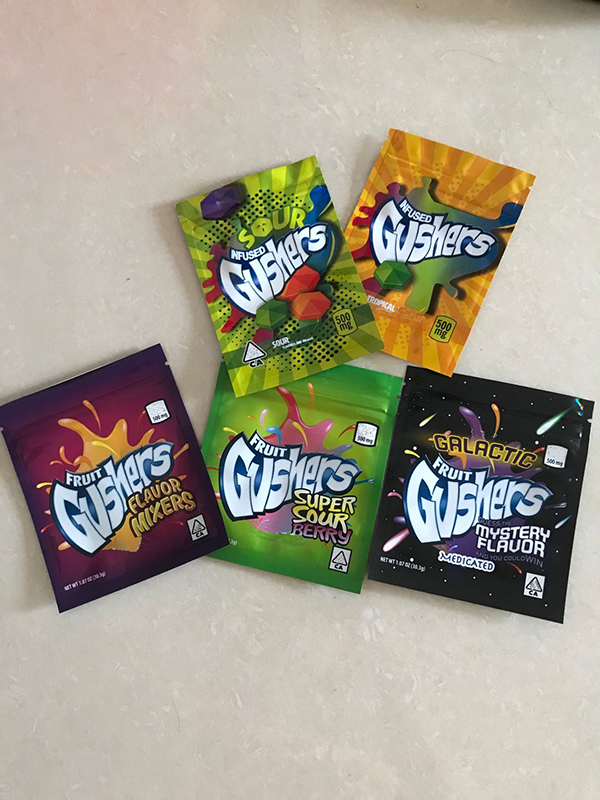 

Newest Bag 500mg 7 Types Infused Sour Tropical Edibles Gummies Mylar Bags With Large Stock fdg2021rtw