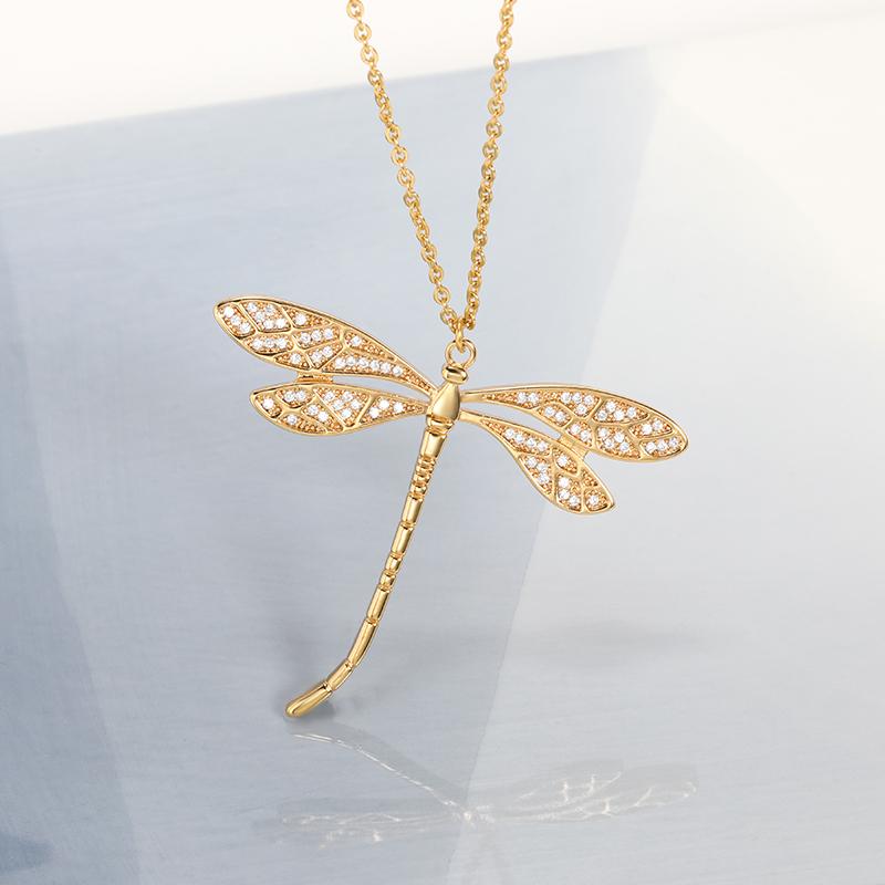 

Pendant Necklaces Fashion Gold Necklace For Women Creative Dragonfly Female Romantic Anniversary Wedding Party Gift Trend Jewelry 2022, Silver